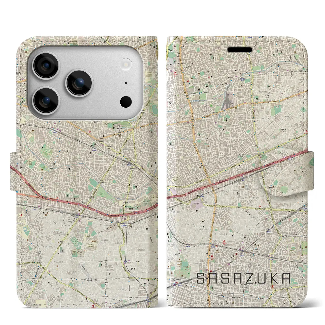 【笹塚(東京都)】地図柄iPhoneケース(手帳タイプ)