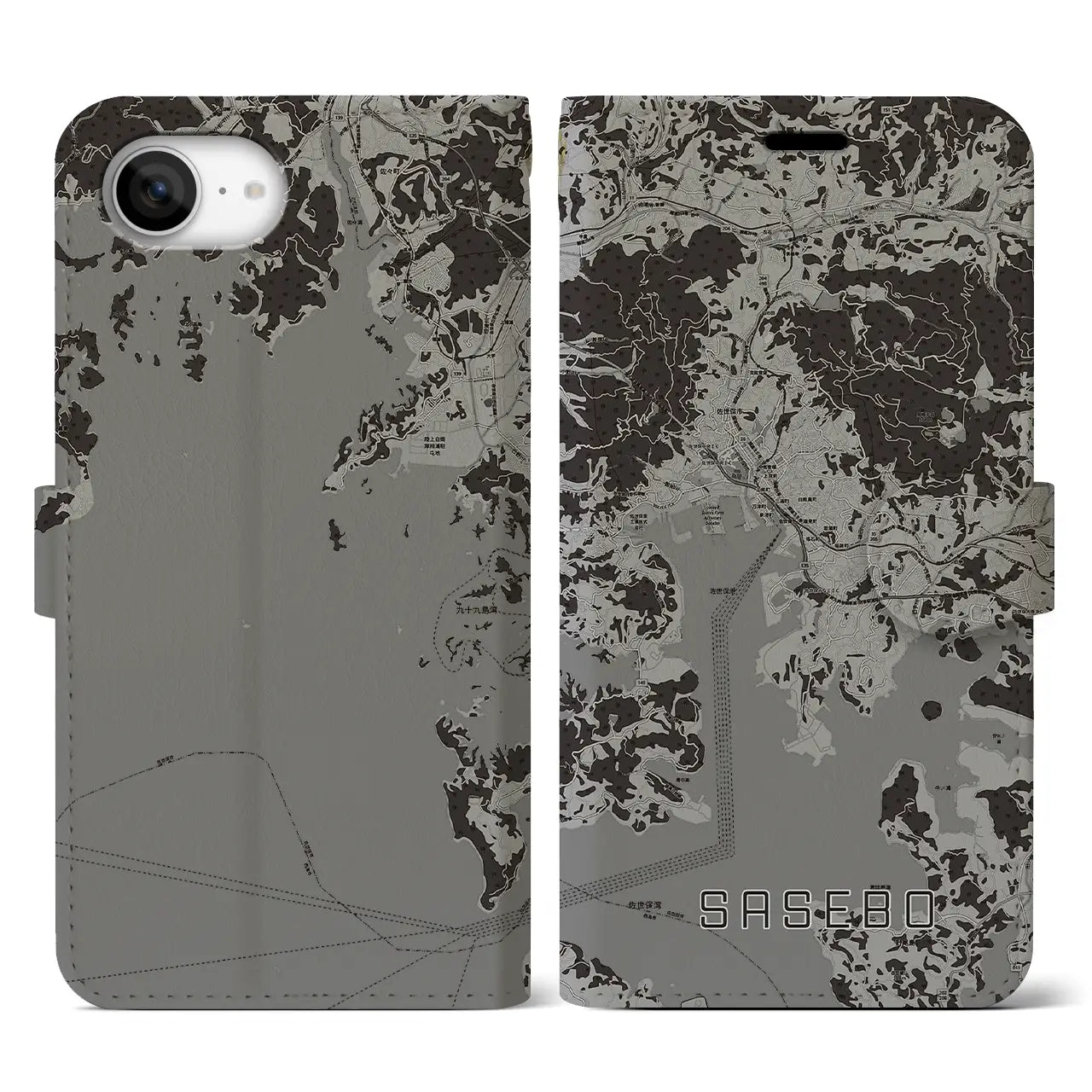 【佐世保(長崎県)】地図柄iPhoneケース(手帳タイプ)