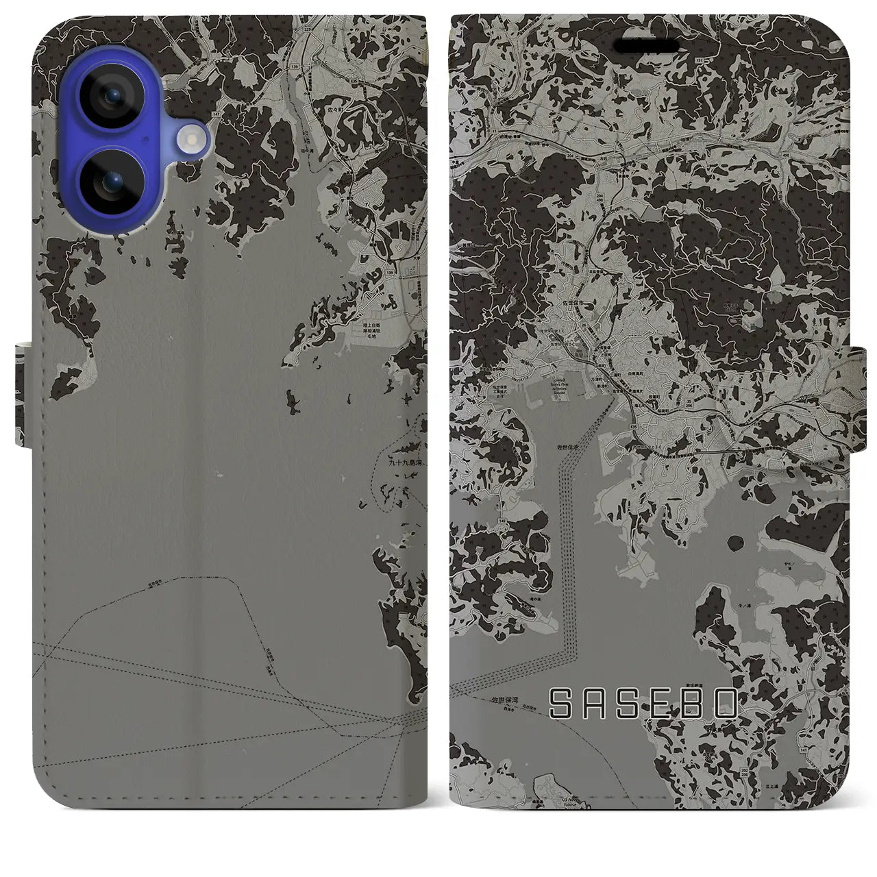 【佐世保(長崎県)】地図柄iPhoneケース(手帳タイプ)