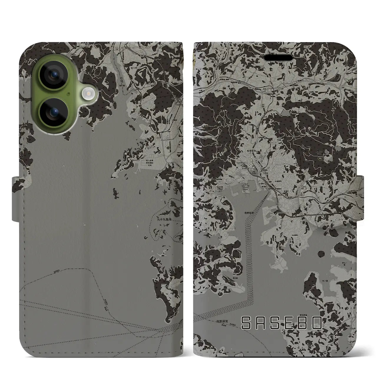 【佐世保(長崎県)】地図柄iPhoneケース(手帳タイプ)