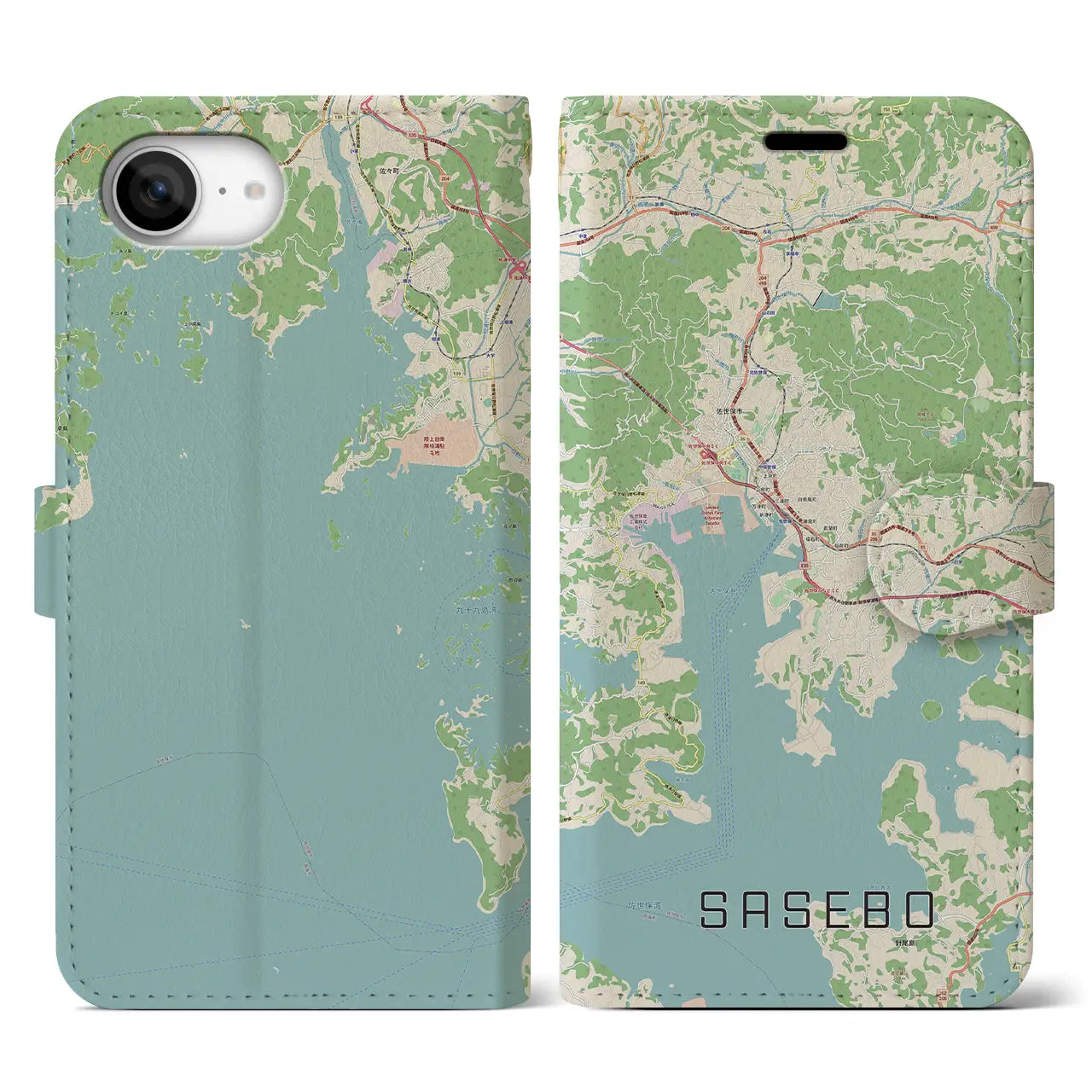 【佐世保(長崎県)】地図柄iPhoneケース(手帳タイプ)