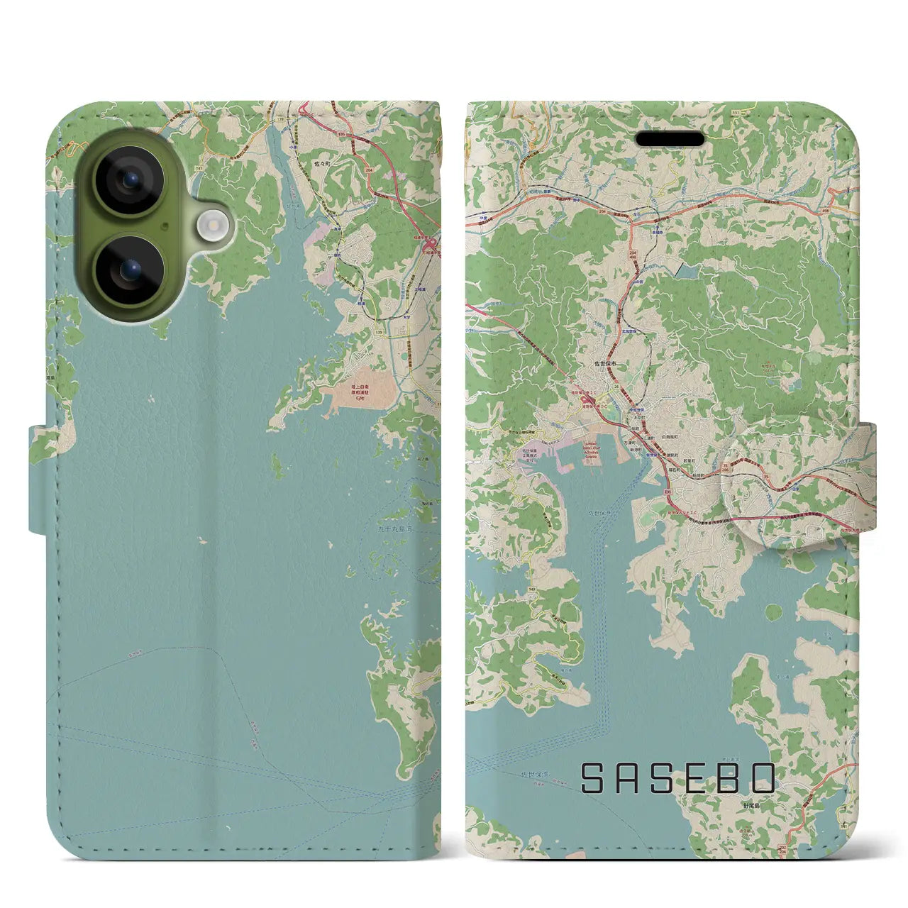 【佐世保(長崎県)】地図柄iPhoneケース(手帳タイプ)