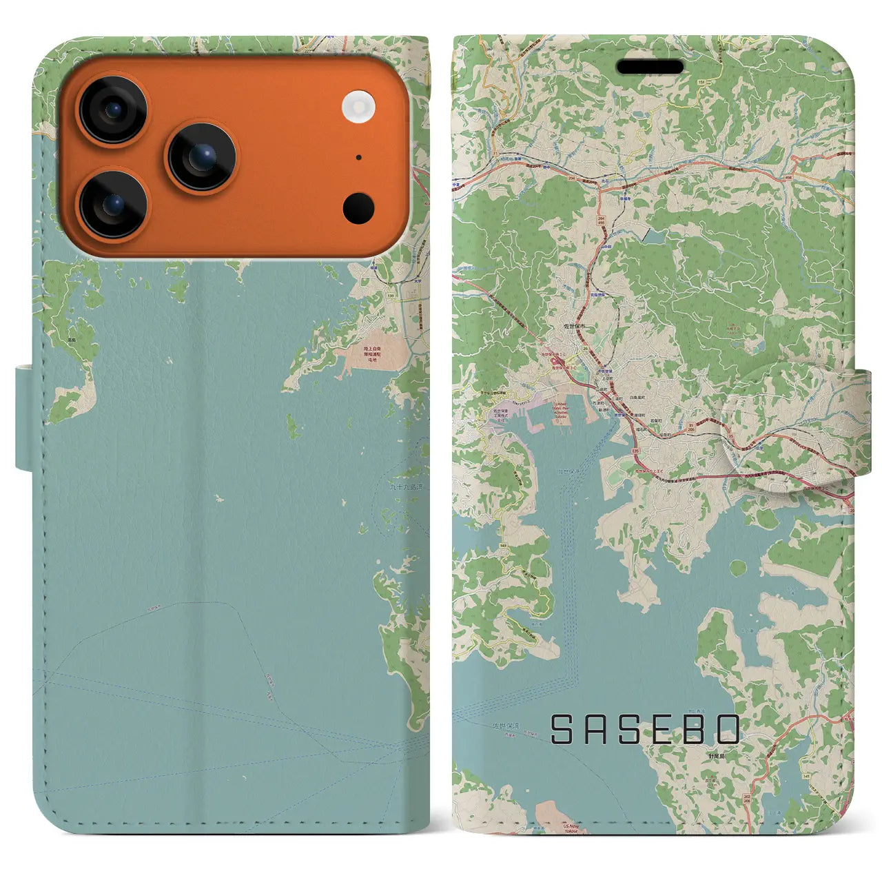 【佐世保(長崎県)】地図柄iPhoneケース(手帳タイプ)