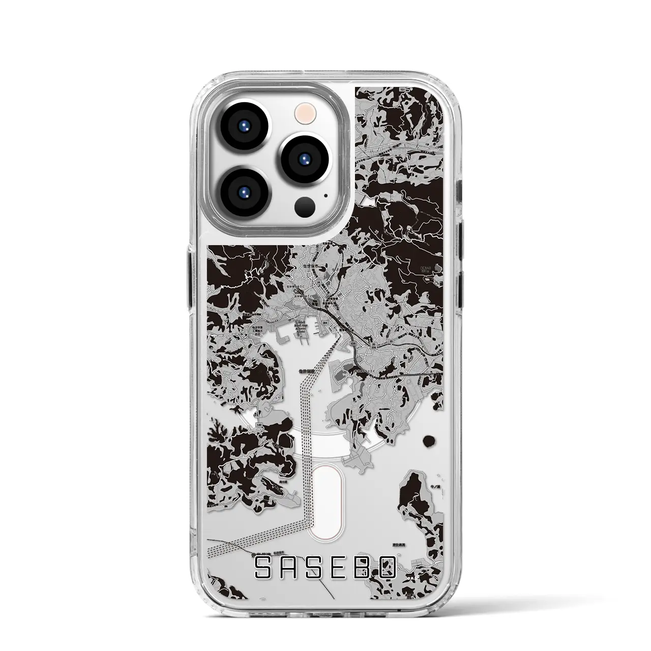 【佐世保(長崎県)】地図柄iPhoneケース(MagSafeタイプ)