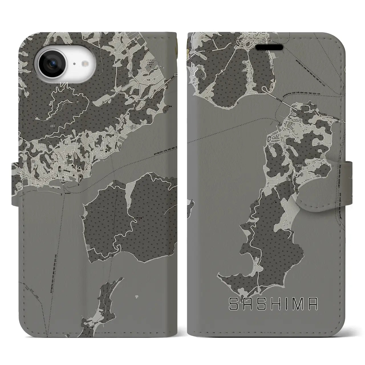 【佐島(愛媛県)】地図柄iPhoneケース(手帳タイプ)