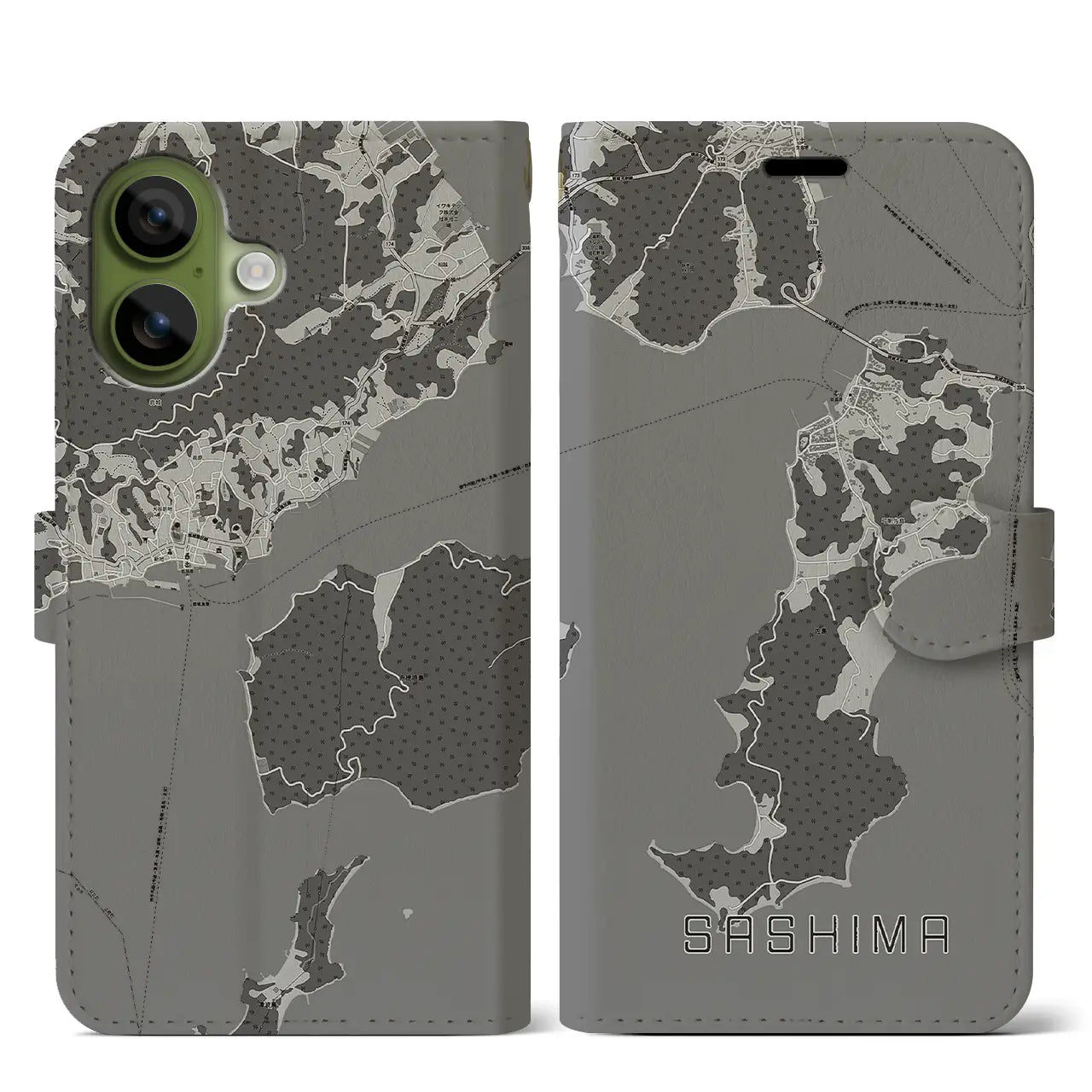 【佐島(愛媛県)】地図柄iPhoneケース(手帳タイプ)