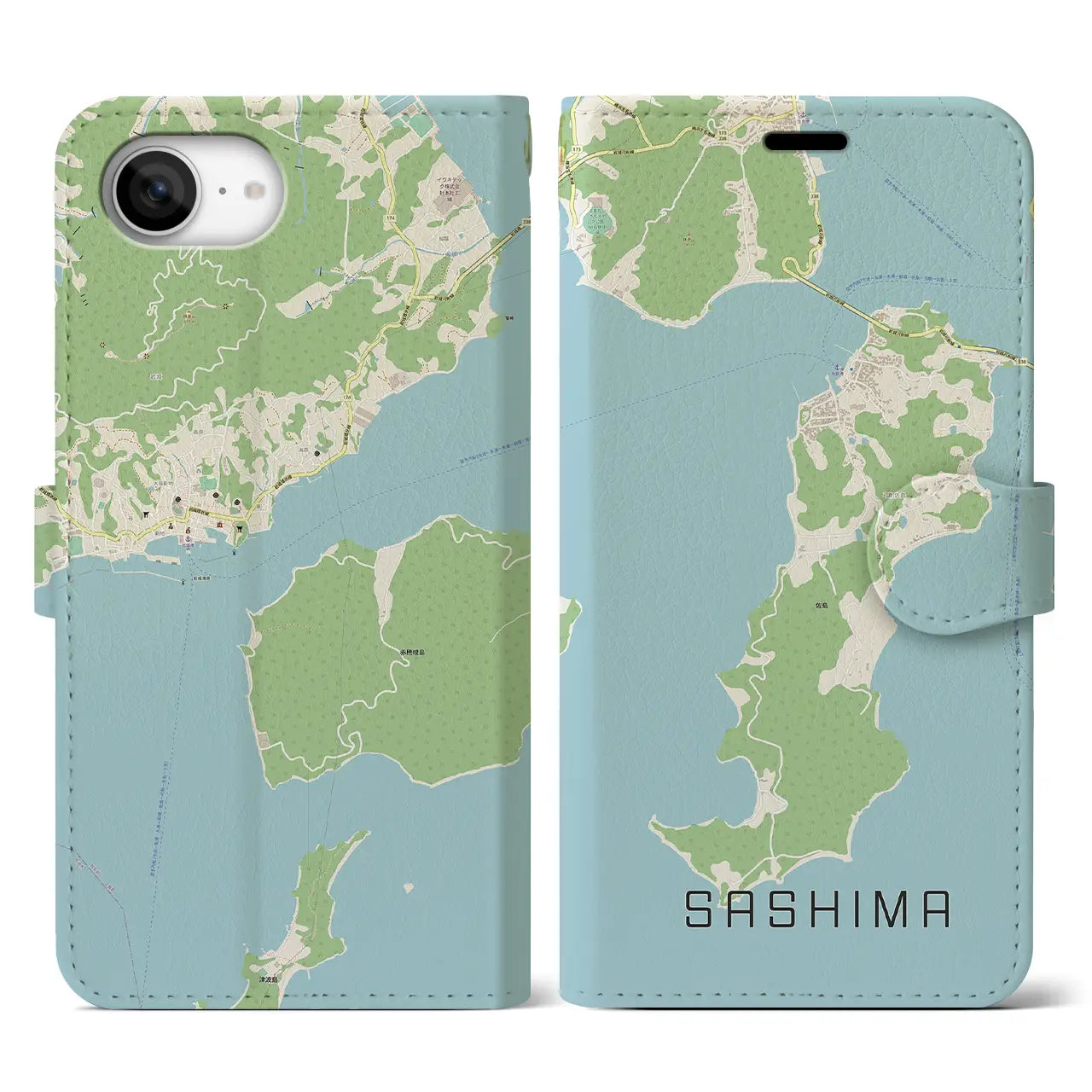 【佐島(愛媛県)】地図柄iPhoneケース(手帳タイプ)