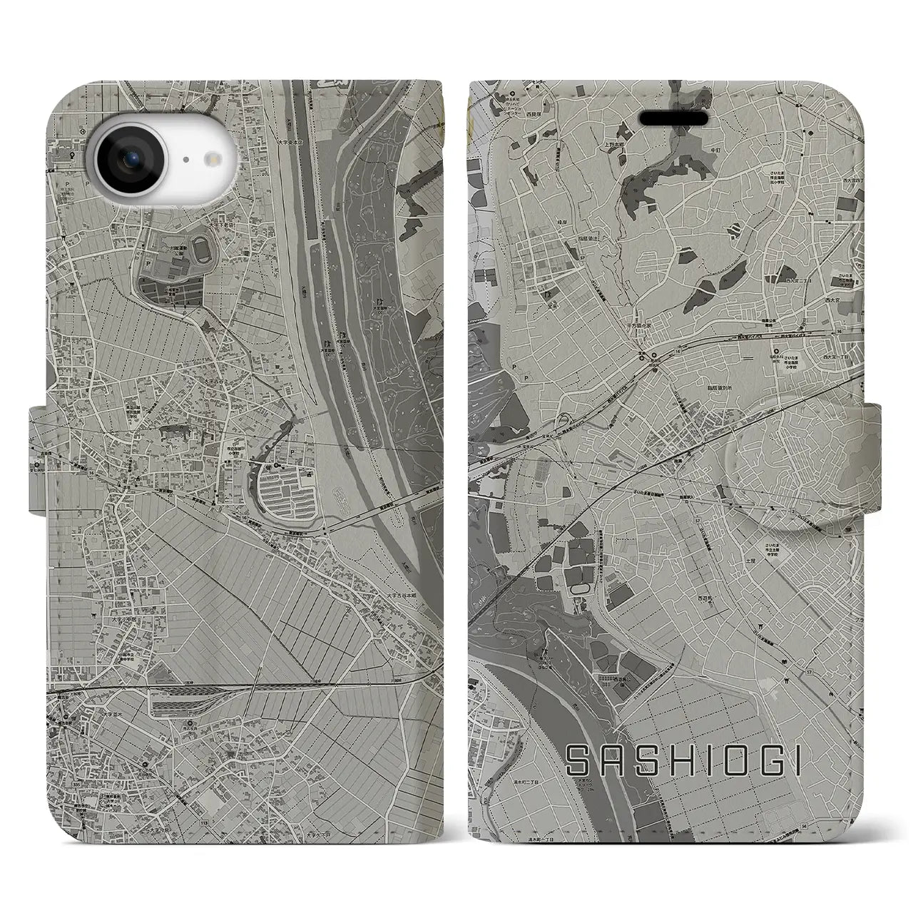 【指扇(埼玉県)】地図柄iPhoneケース(手帳タイプ)