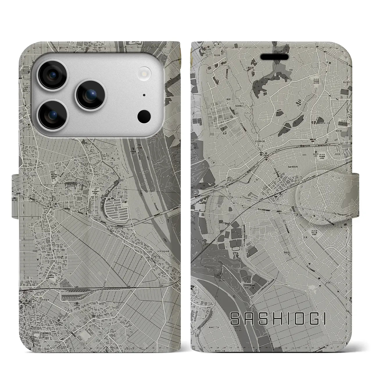 【指扇(埼玉県)】地図柄iPhoneケース(手帳タイプ)