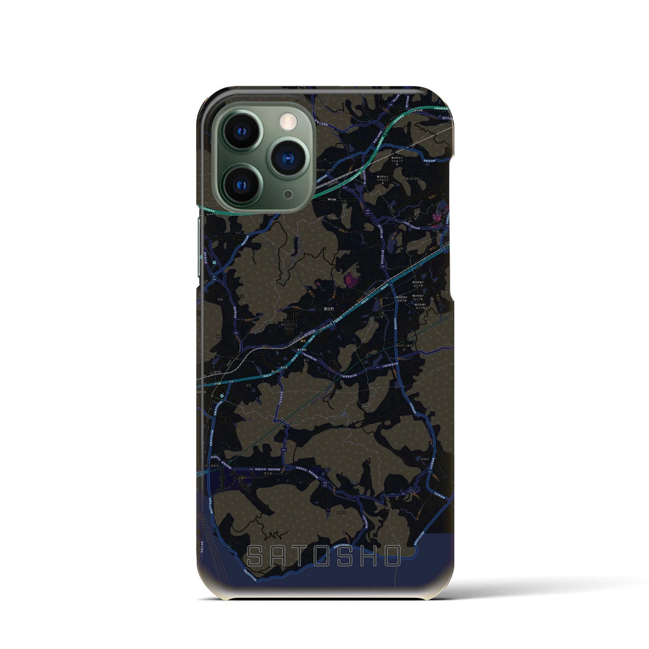 【里庄(岡山県)】地図柄iPhoneケース(バックカバータイプ)