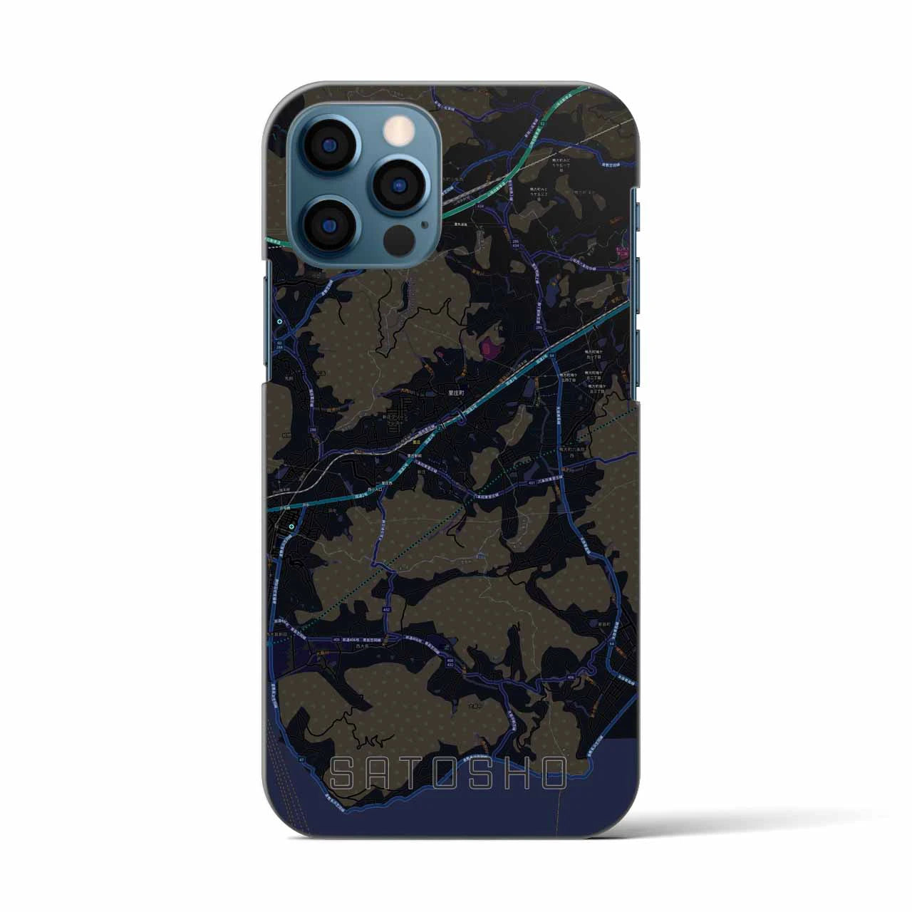 【里庄(岡山県)】地図柄iPhoneケース(バックカバータイプ)