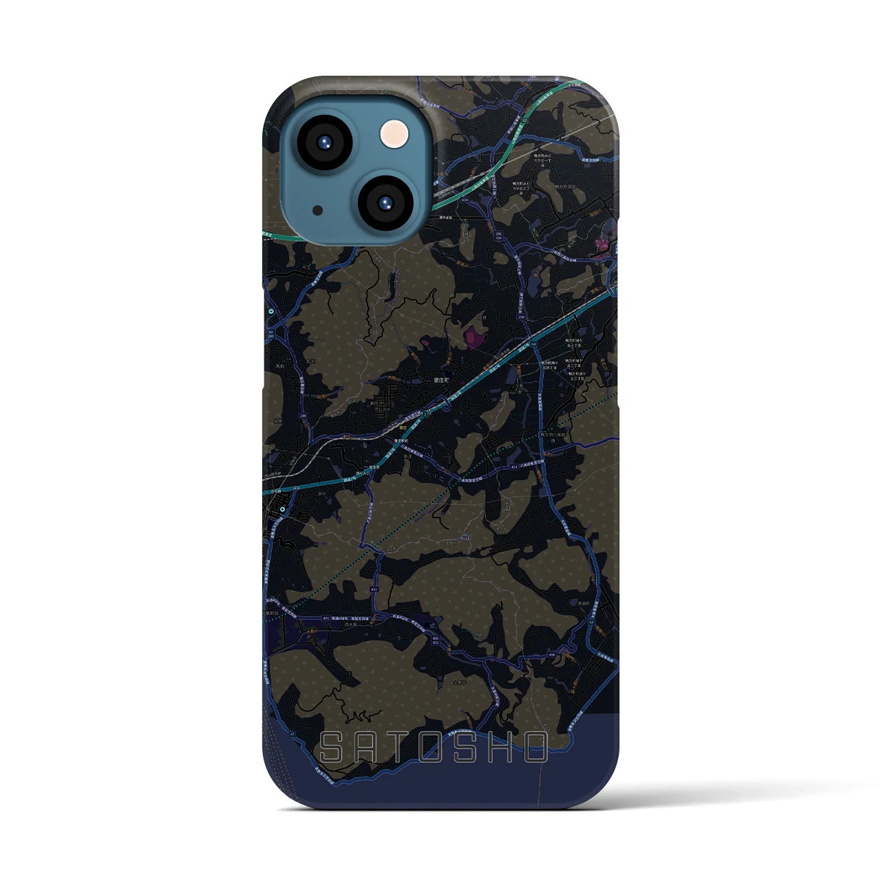 【里庄(岡山県)】地図柄iPhoneケース(バックカバータイプ)