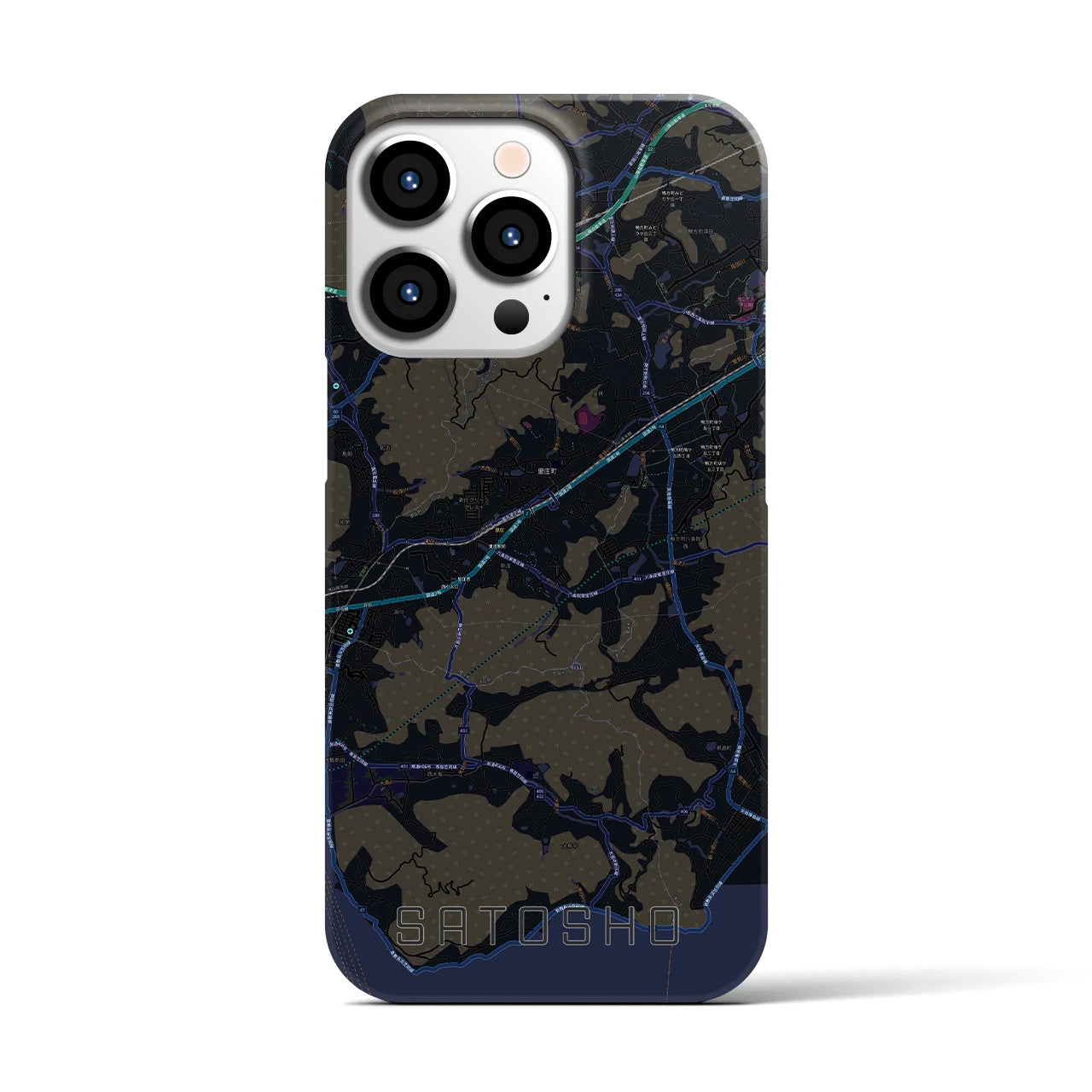 【里庄(岡山県)】地図柄iPhoneケース(バックカバータイプ)