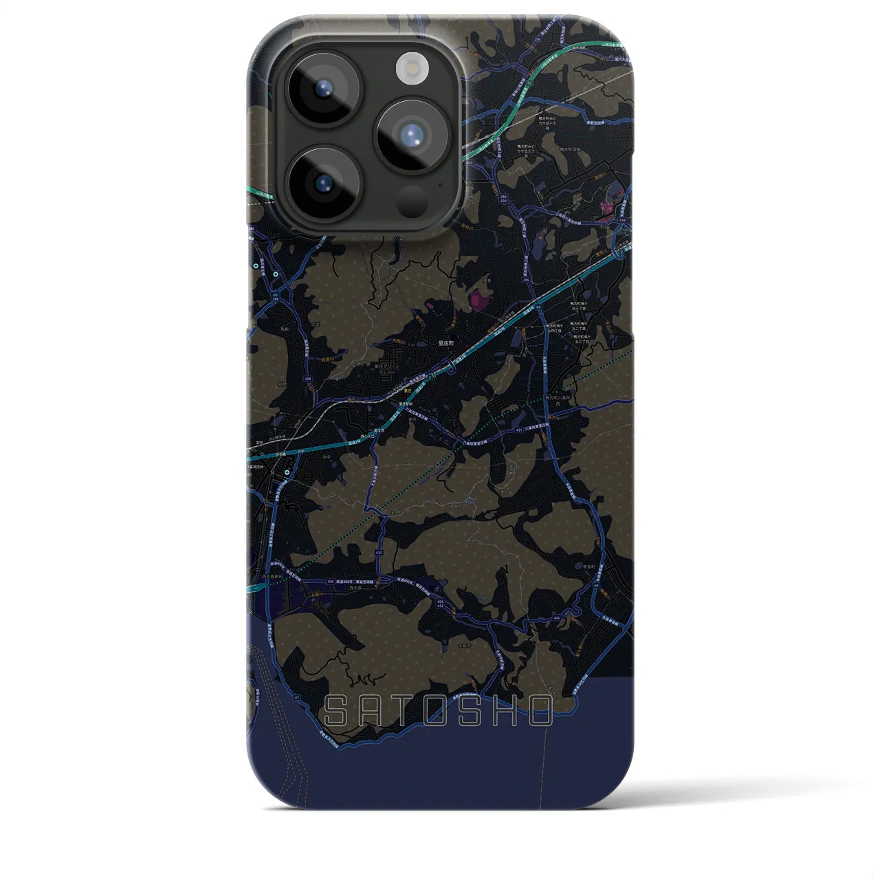 【里庄(岡山県)】地図柄iPhoneケース(バックカバータイプ)