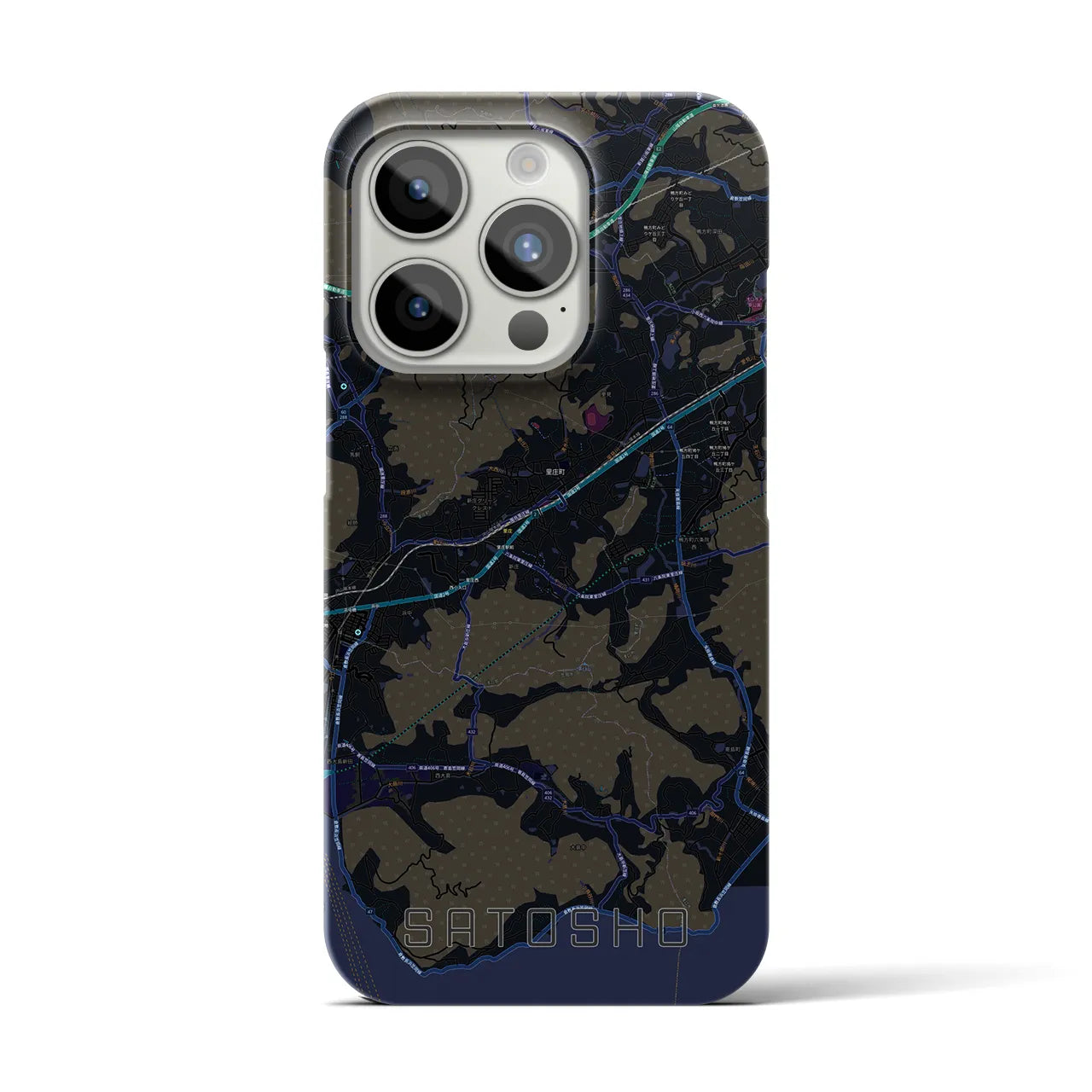 【里庄(岡山県)】地図柄iPhoneケース(バックカバータイプ)