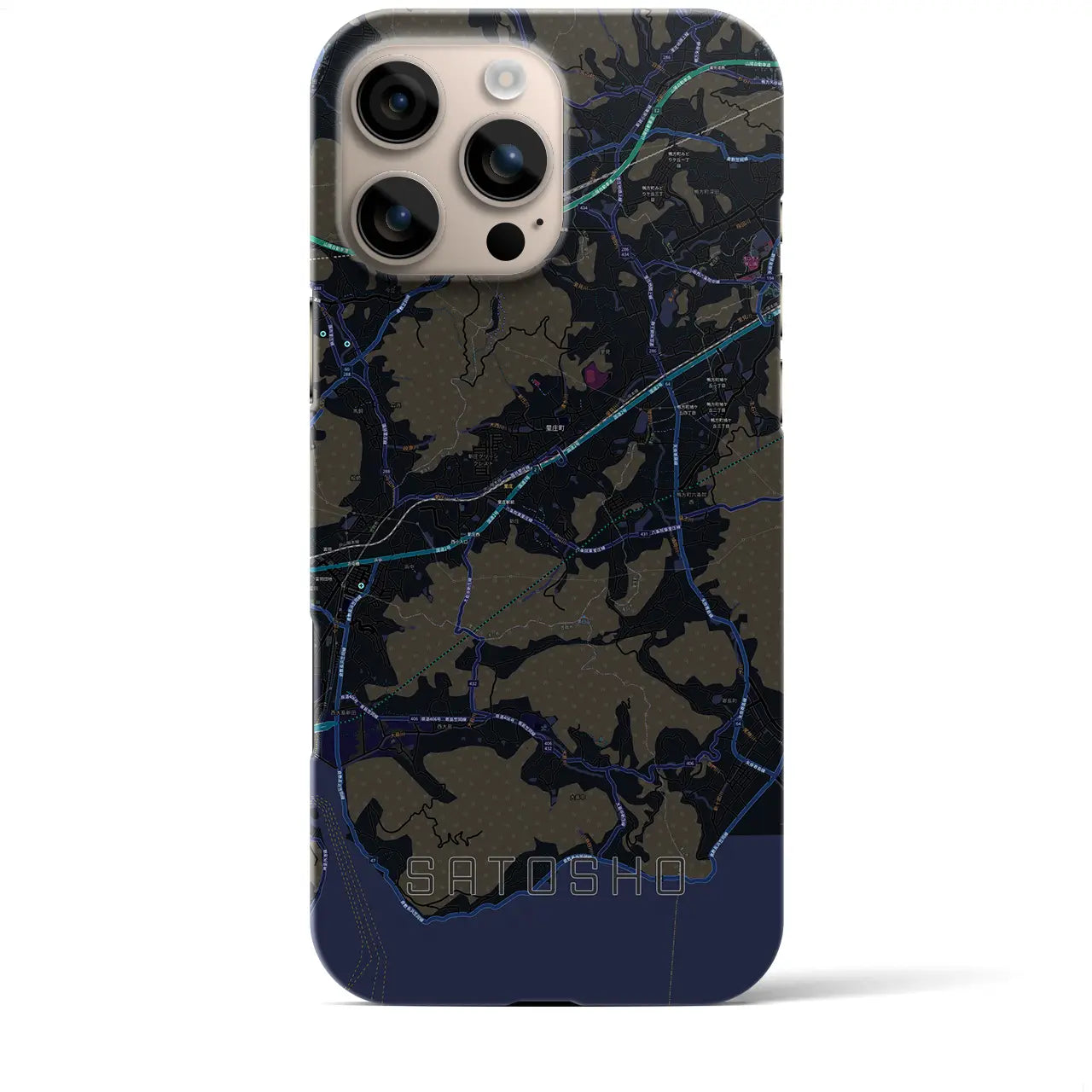 【里庄(岡山県)】地図柄iPhoneケース(バックカバータイプ)