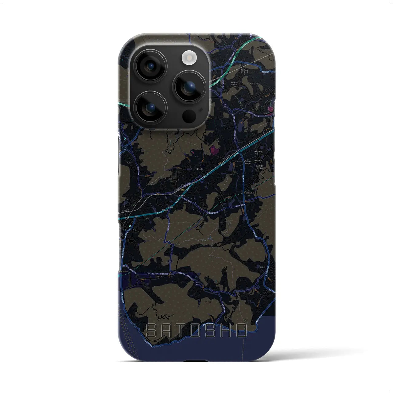 【里庄(岡山県)】地図柄iPhoneケース(バックカバータイプ)