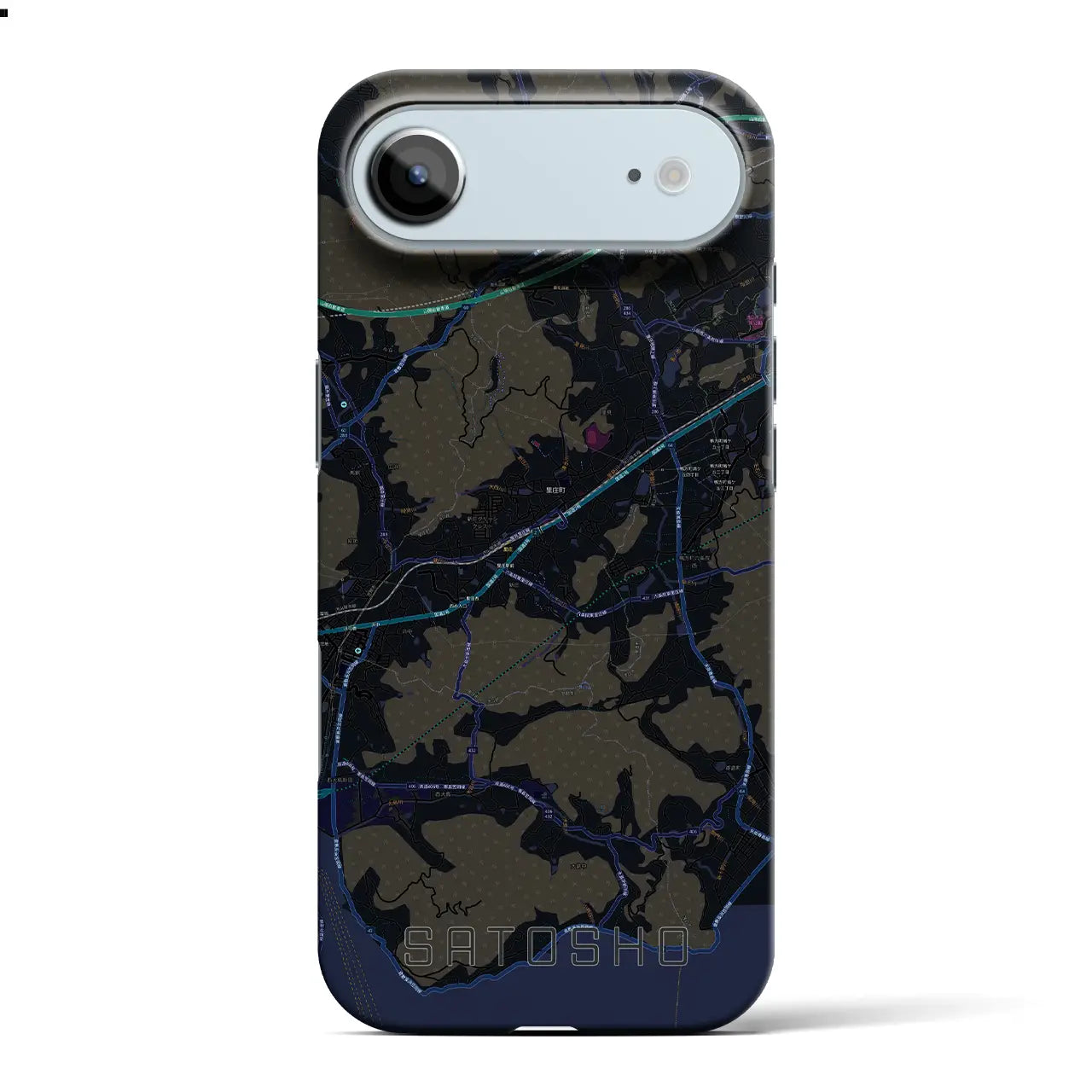 【里庄(岡山県)】地図柄iPhoneケース(バックカバータイプ)