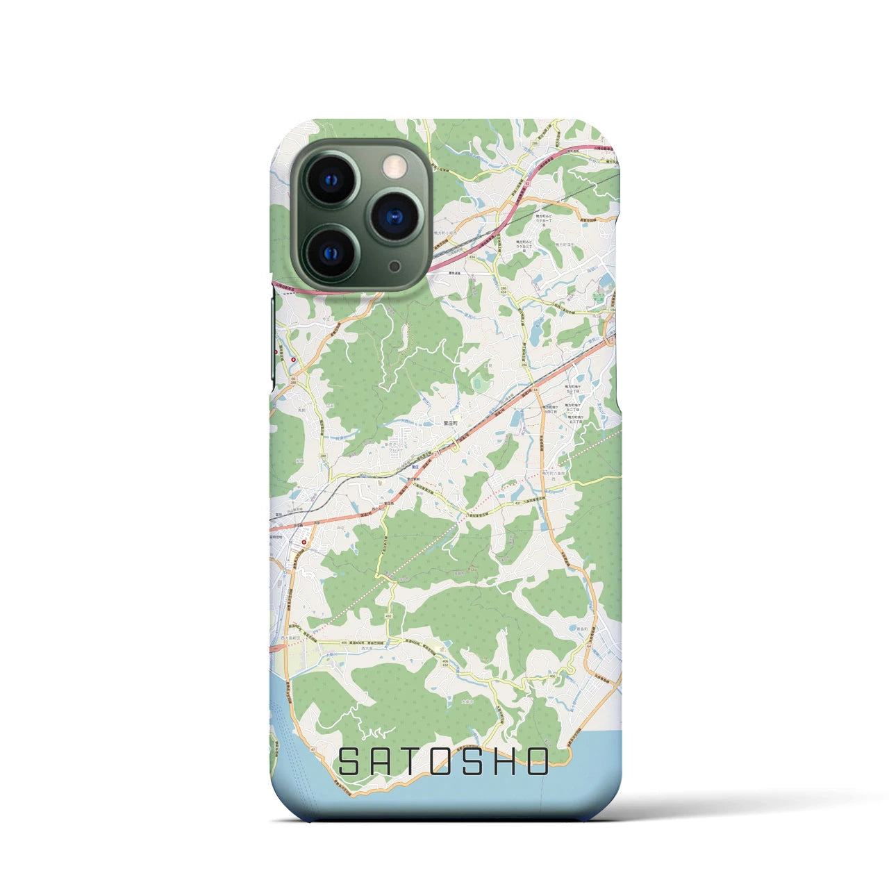 【里庄(岡山県)】地図柄iPhoneケース(バックカバータイプ)