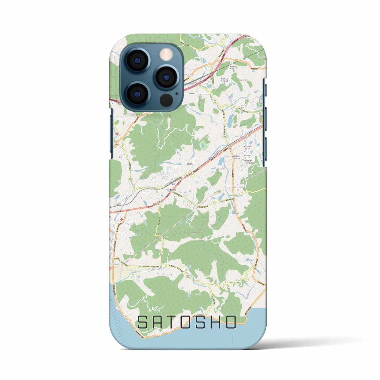 【里庄(岡山県)】地図柄iPhoneケース(バックカバータイプ)