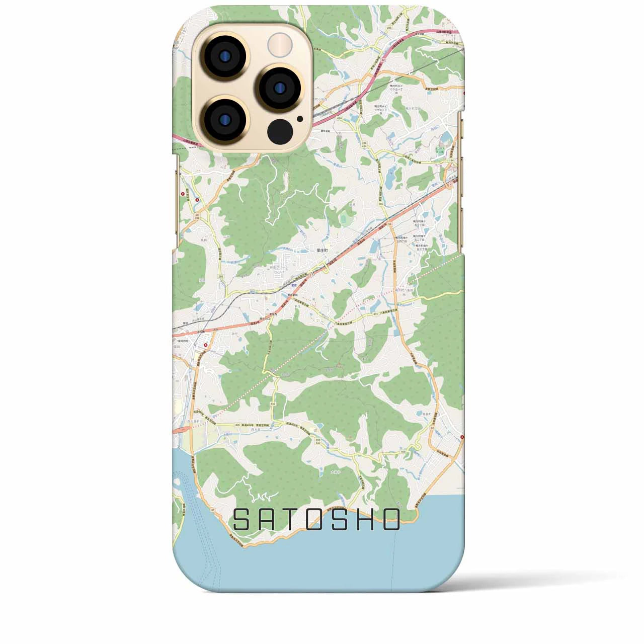 【里庄(岡山県)】地図柄iPhoneケース(バックカバータイプ)