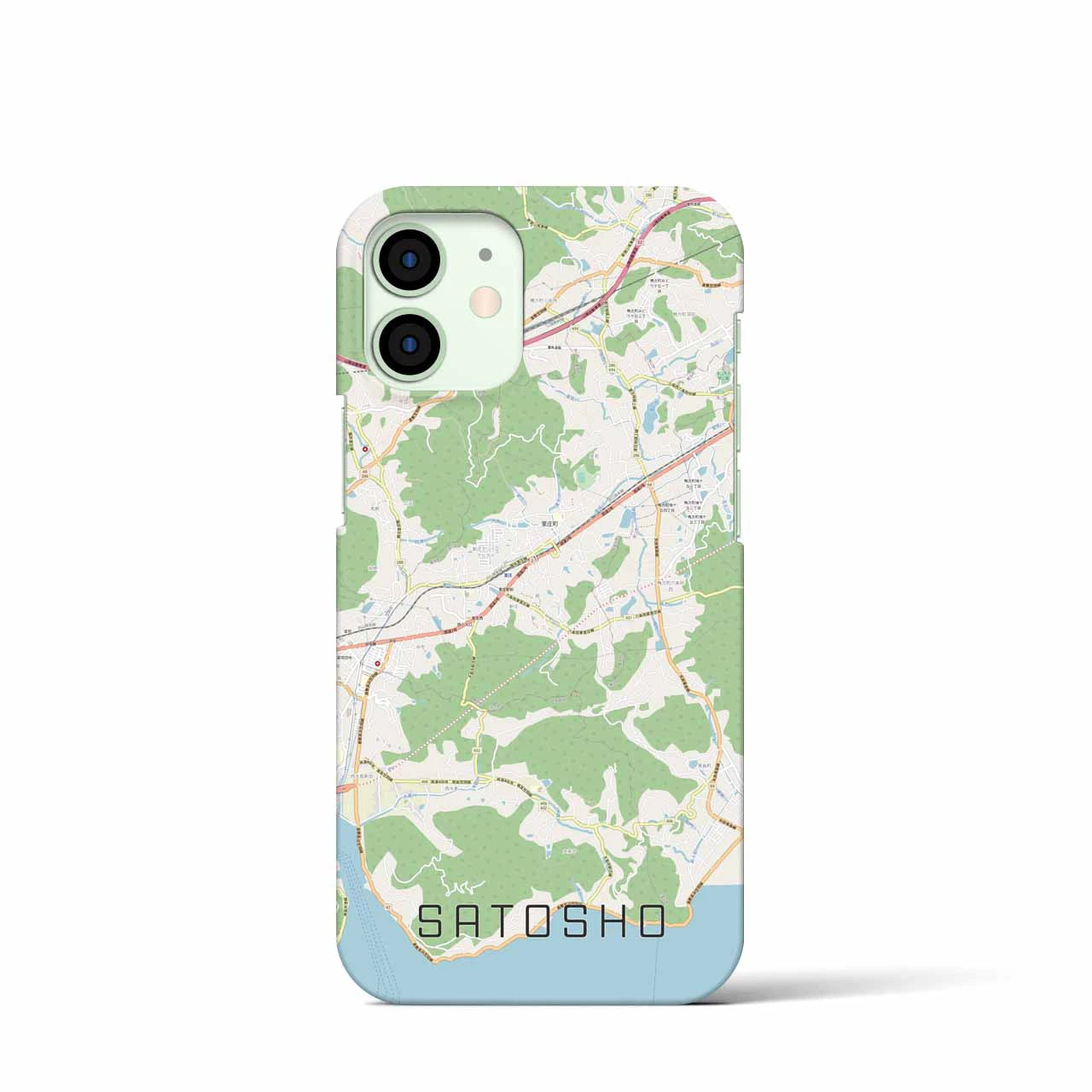【里庄(岡山県)】地図柄iPhoneケース(バックカバータイプ)