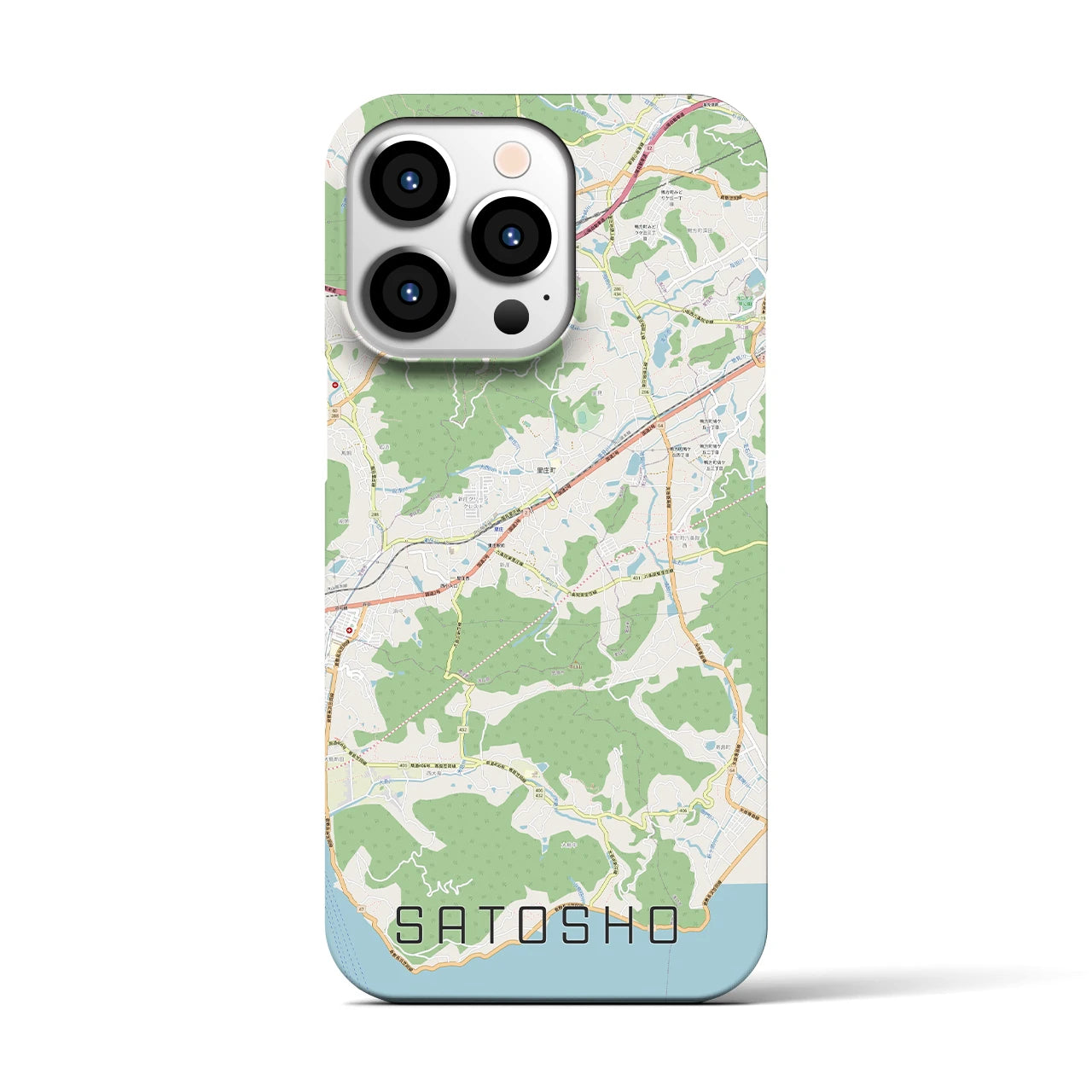 【里庄(岡山県)】地図柄iPhoneケース(バックカバータイプ)