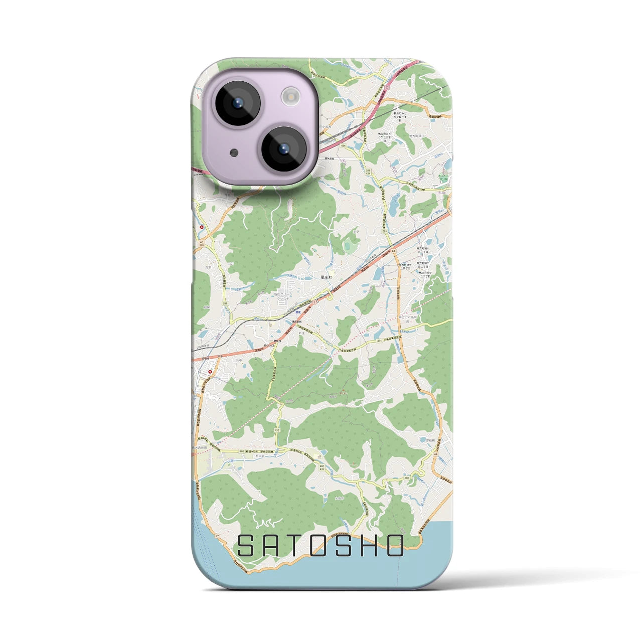 【里庄(岡山県)】地図柄iPhoneケース(バックカバータイプ)