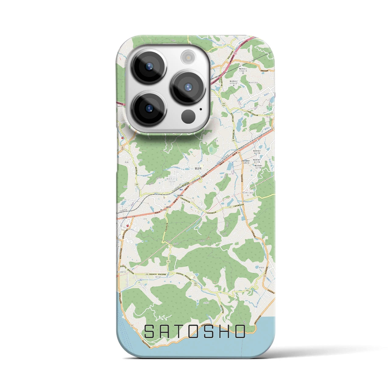 【里庄(岡山県)】地図柄iPhoneケース(バックカバータイプ)