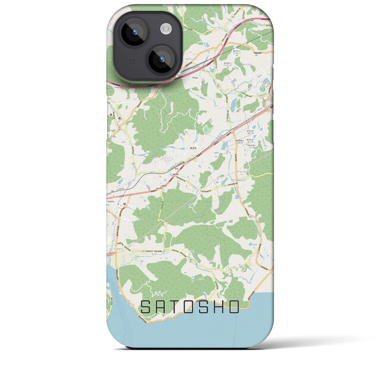 【里庄(岡山県)】地図柄iPhoneケース(バックカバータイプ)