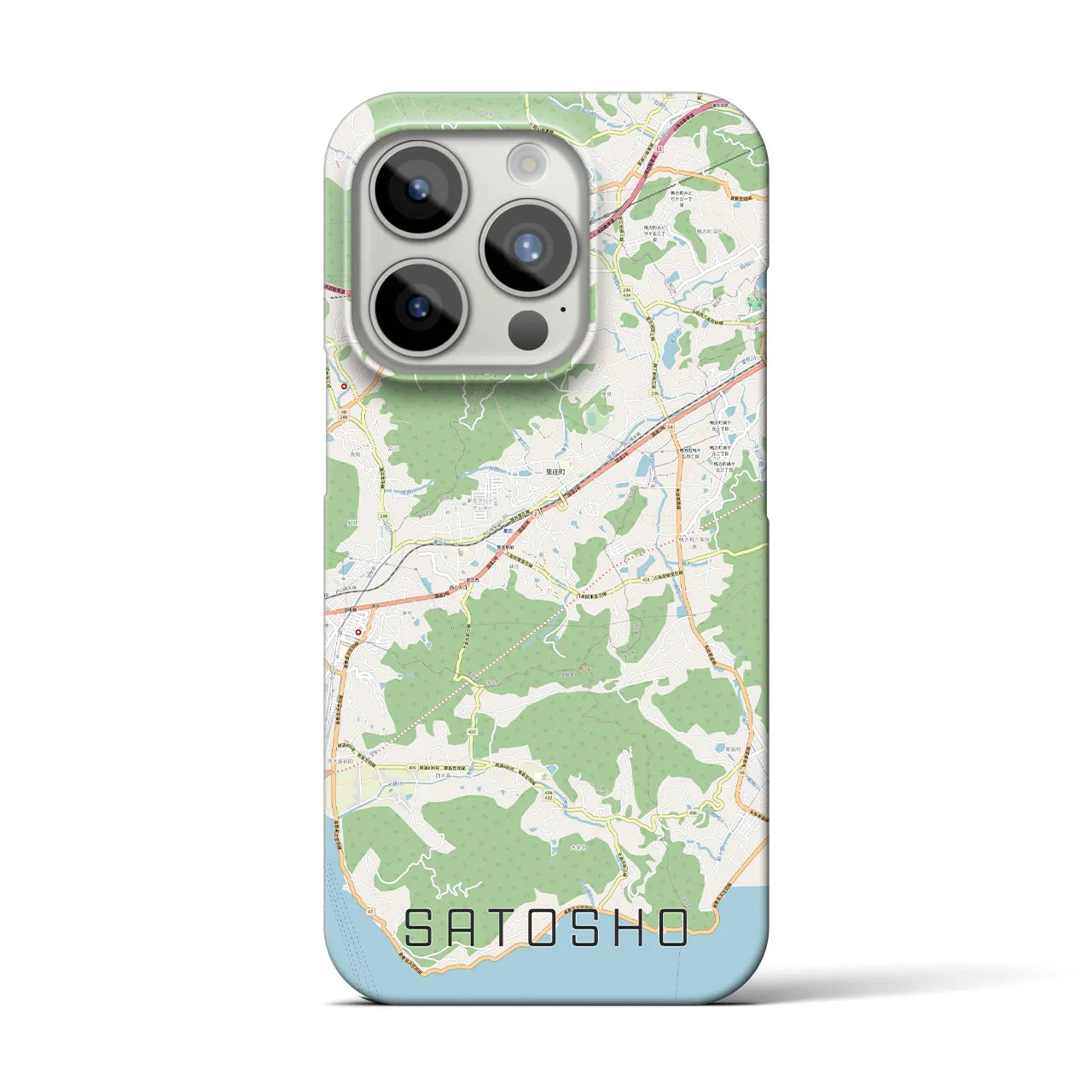 【里庄(岡山県)】地図柄iPhoneケース(バックカバータイプ)