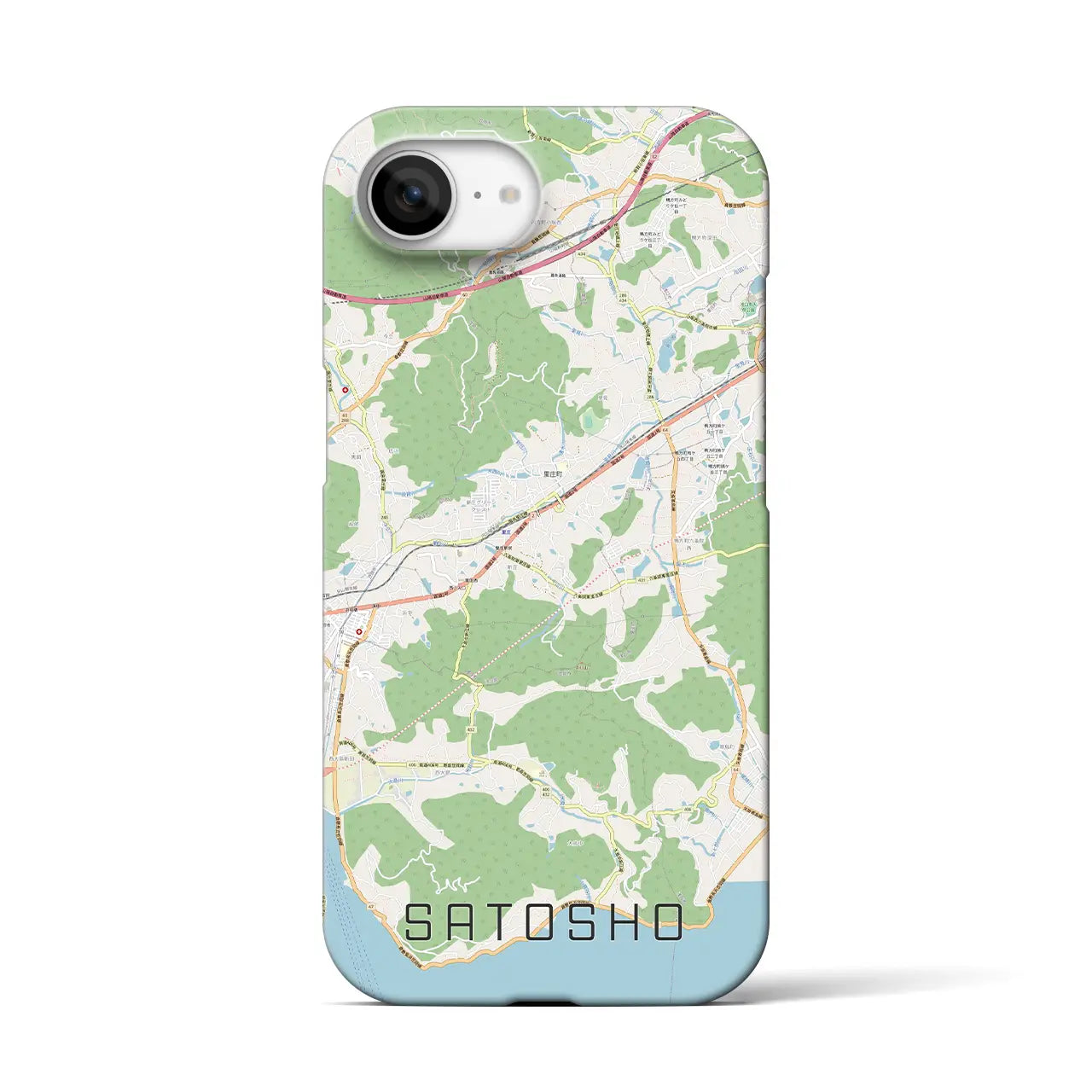 【里庄(岡山県)】地図柄iPhoneケース(バックカバータイプ)