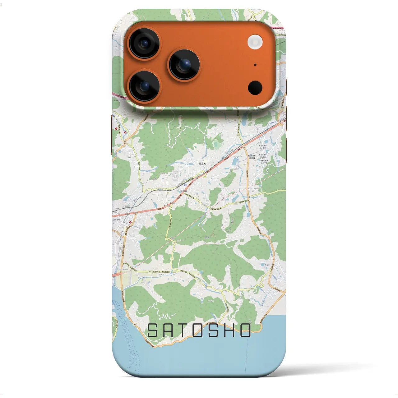 【里庄(岡山県)】地図柄iPhoneケース(バックカバータイプ)ナチュラル・iPhone 17 Pro Max 用
