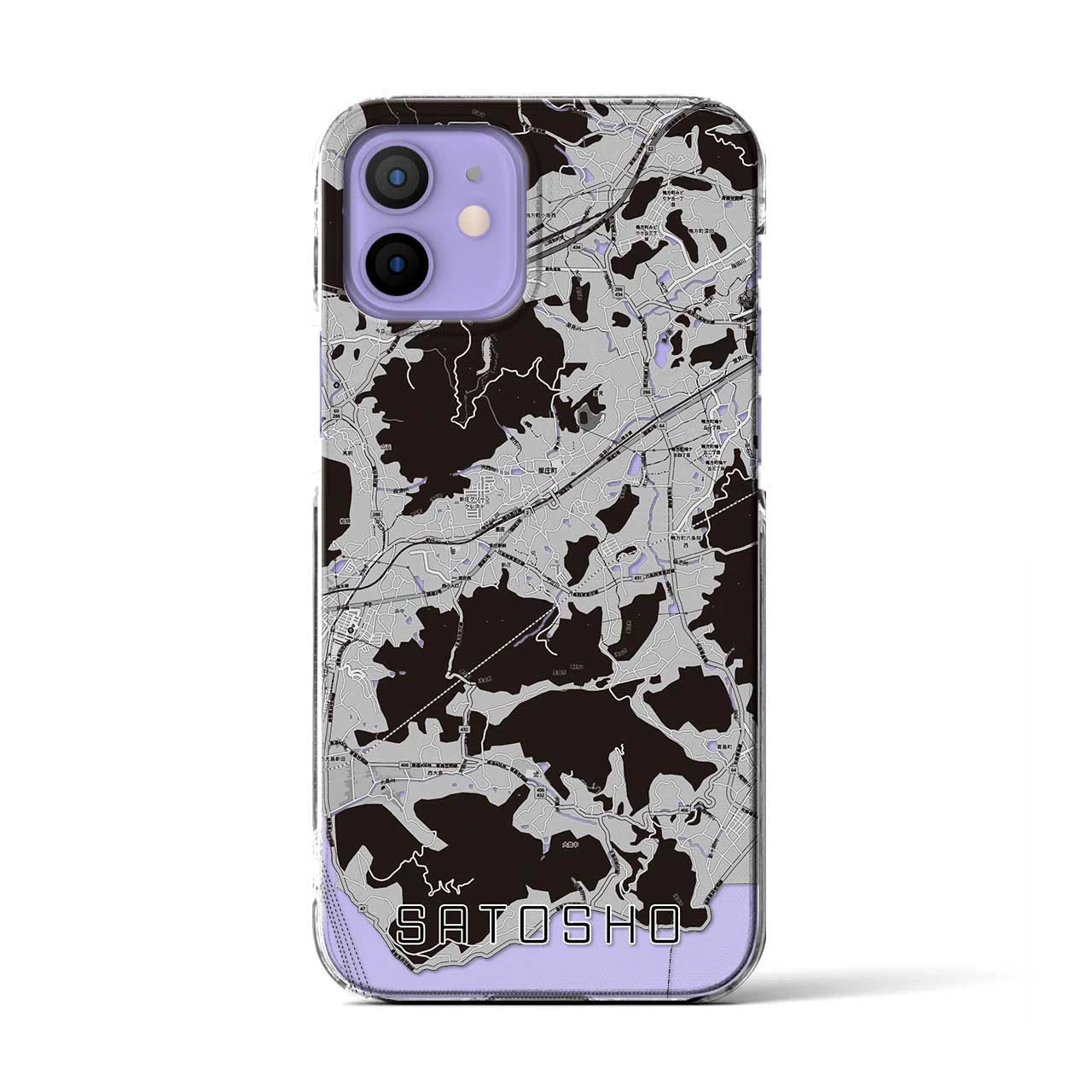 【里庄(岡山県)】地図柄iPhoneケース(クリアタイプ)