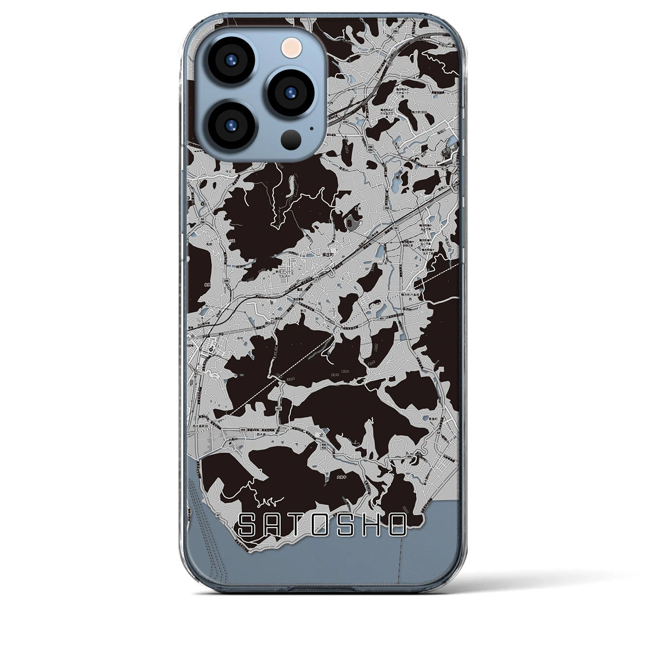 【里庄(岡山県)】地図柄iPhoneケース(クリアタイプ)