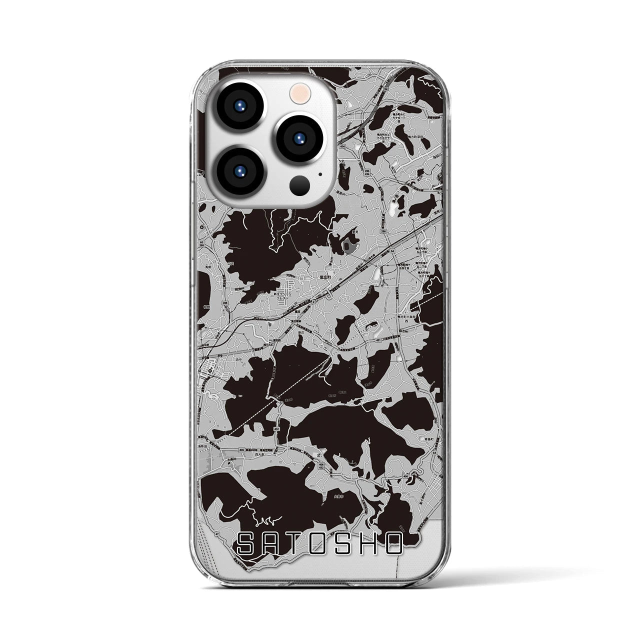 【里庄(岡山県)】地図柄iPhoneケース(クリアタイプ)