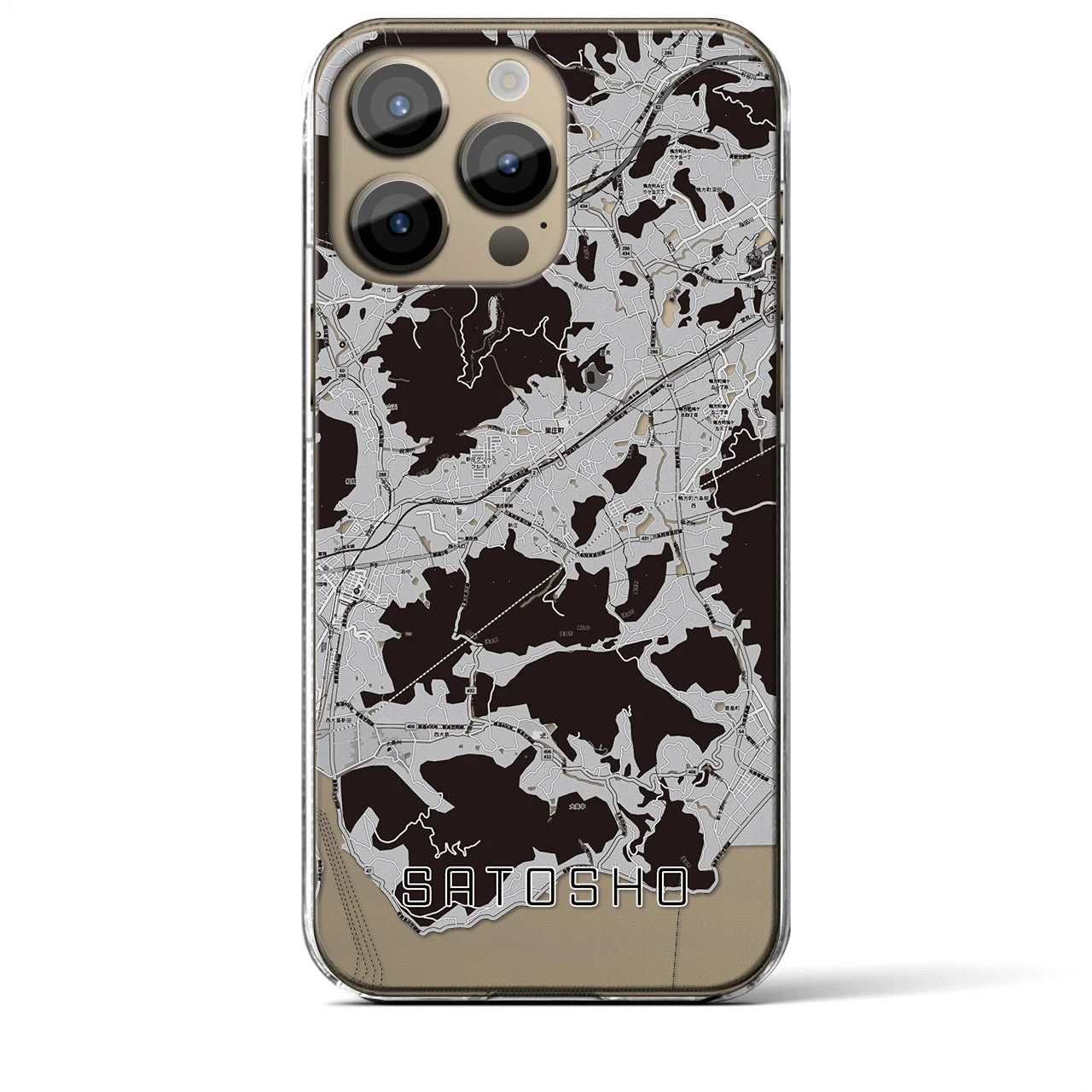 【里庄(岡山県)】地図柄iPhoneケース(クリアタイプ)