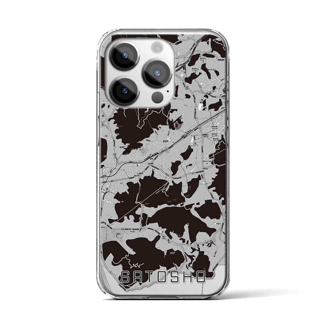 【里庄(岡山県)】地図柄iPhoneケース(クリアタイプ)