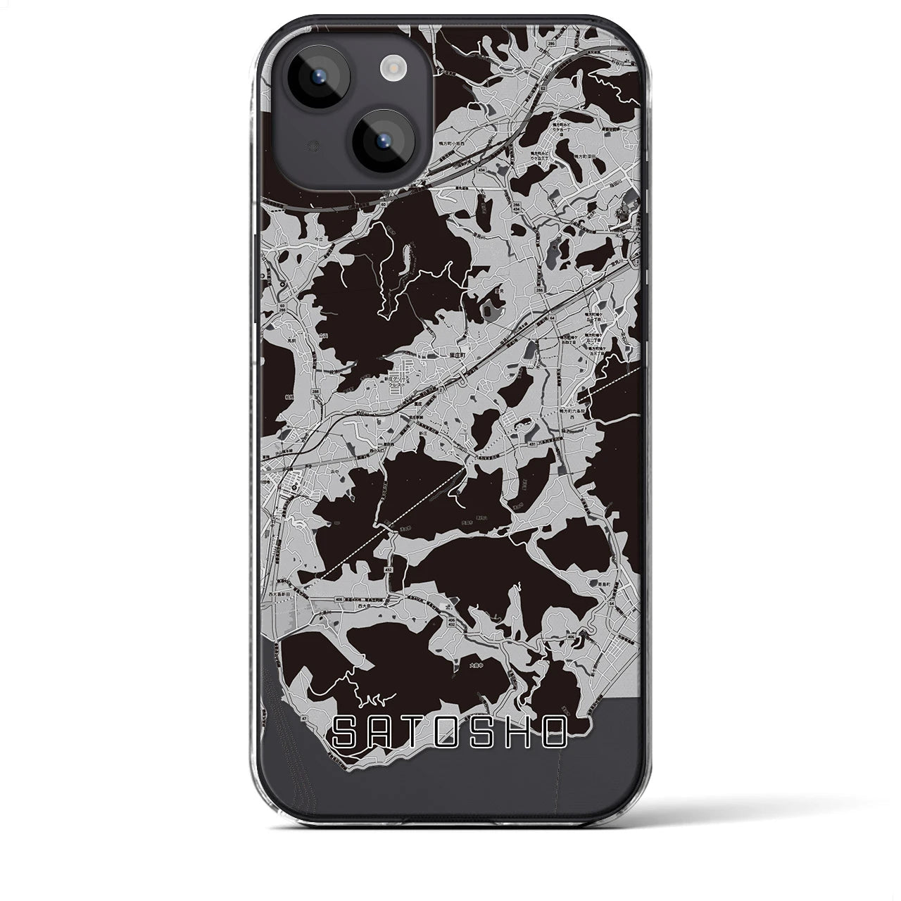 【里庄(岡山県)】地図柄iPhoneケース(クリアタイプ)