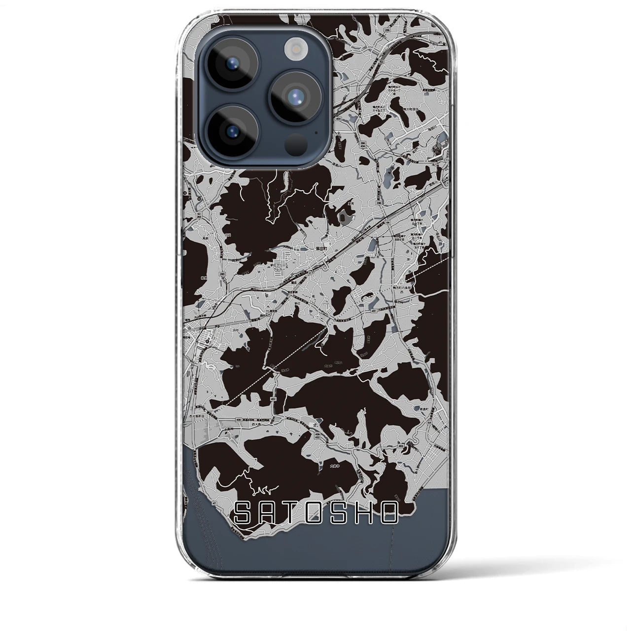 【里庄(岡山県)】地図柄iPhoneケース(クリアタイプ)