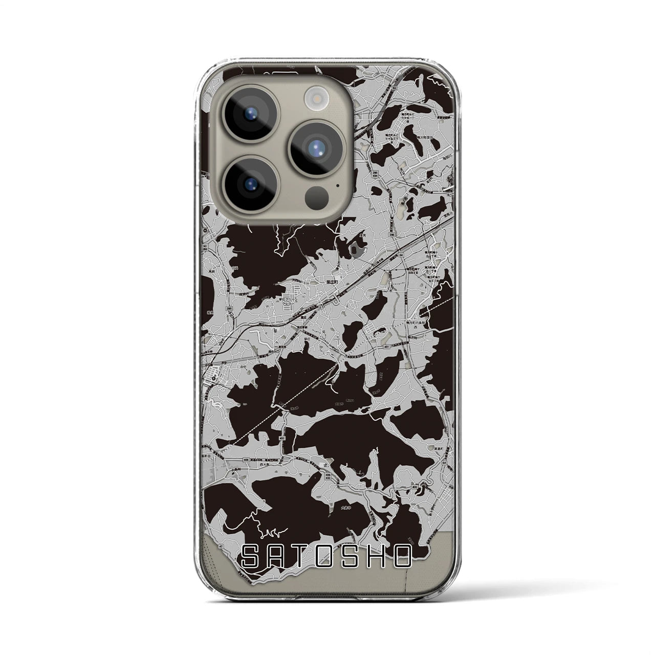 【里庄(岡山県)】地図柄iPhoneケース(クリアタイプ)