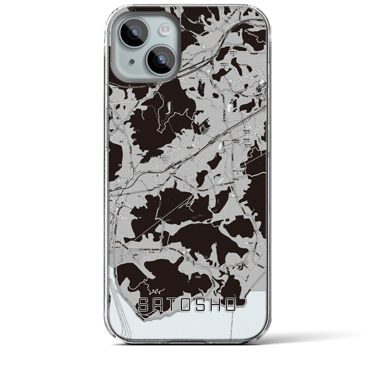 【里庄(岡山県)】地図柄iPhoneケース(クリアタイプ)