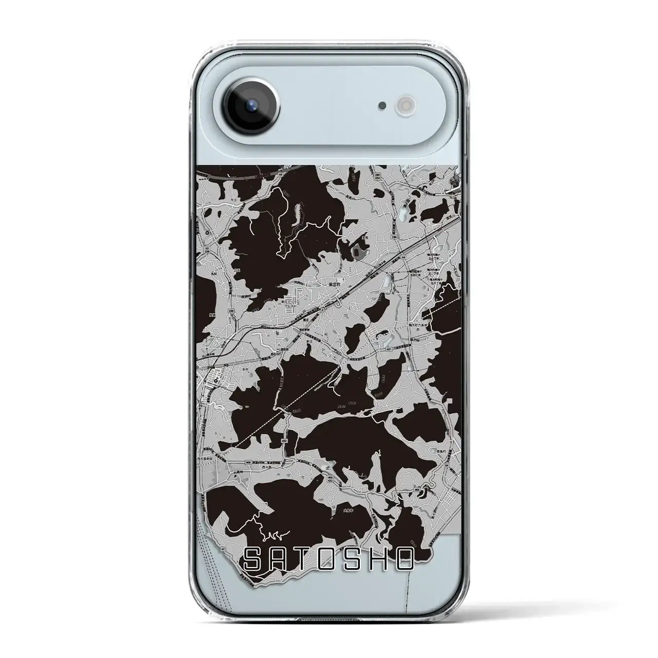 【里庄(岡山県)】地図柄iPhoneケース(クリアタイプ)