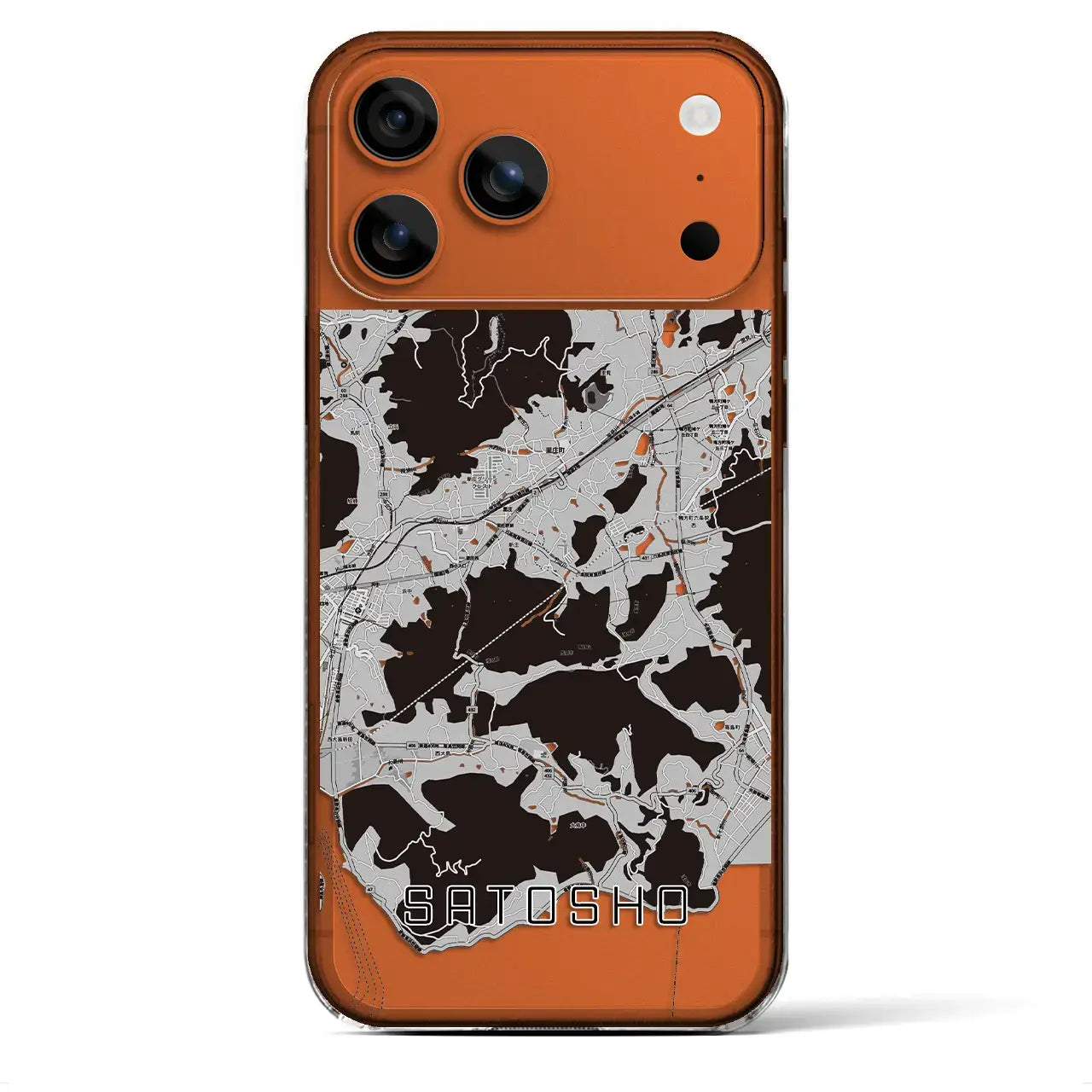 【里庄(岡山県)】地図柄iPhoneケース(クリアタイプ)