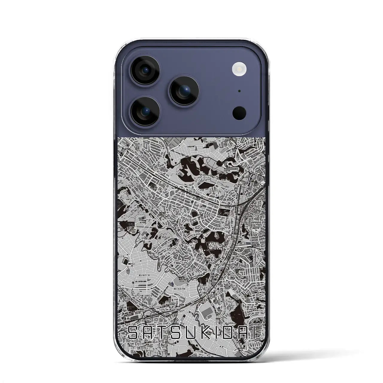 【五月台(神奈川県)】地図柄iPhoneケース(クリアタイプ)モノトーン・iPhone 17 Pro Max 用