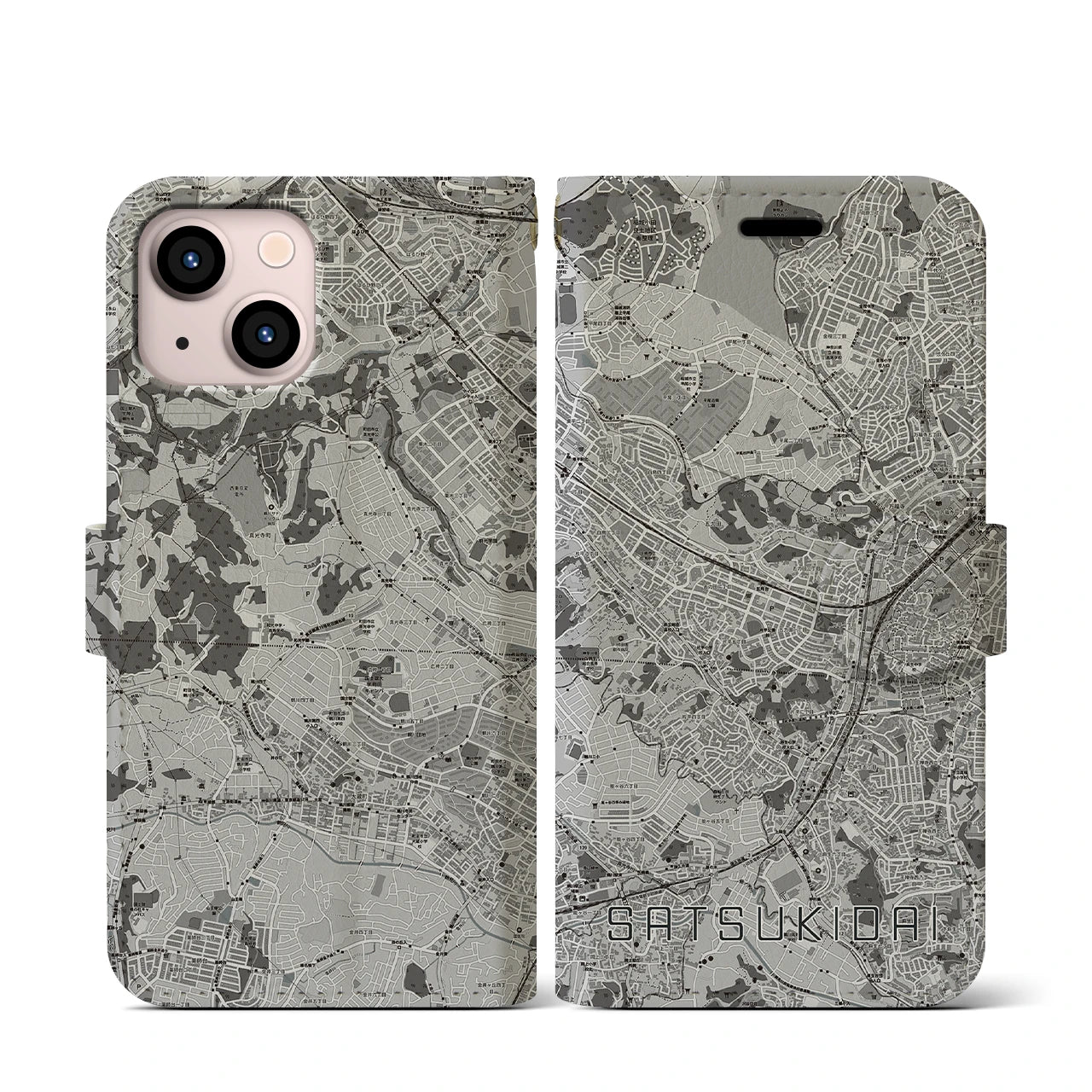 【五月台(神奈川県)】地図柄iPhoneケース(手帳タイプ)