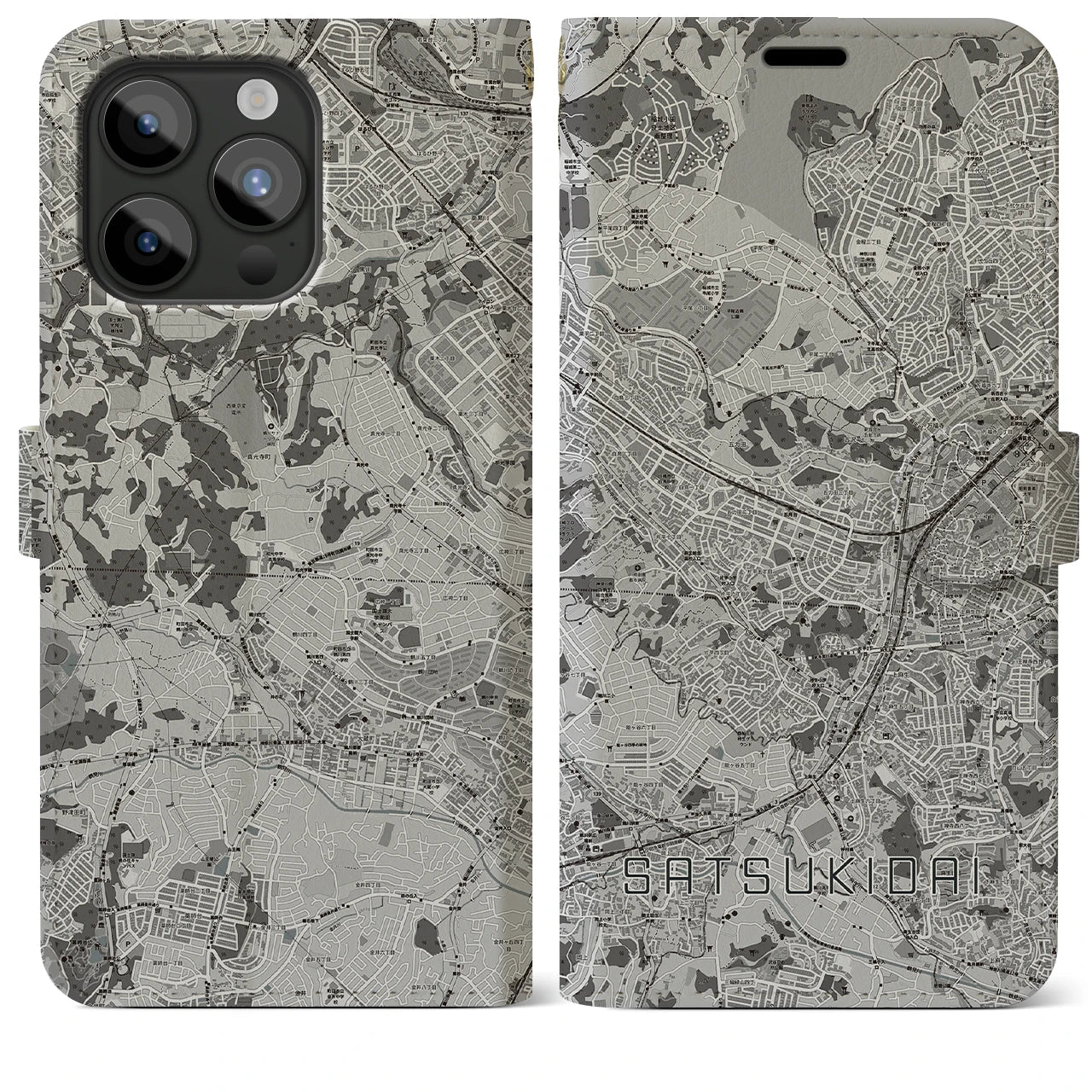 【五月台(神奈川県)】地図柄iPhoneケース(手帳タイプ)