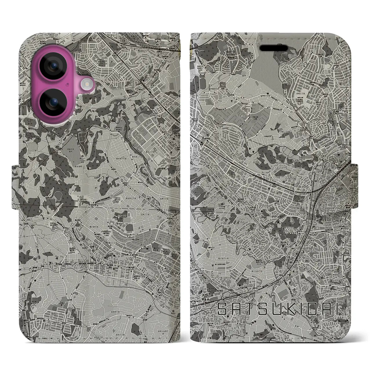 【五月台(神奈川県)】地図柄iPhoneケース(手帳タイプ)