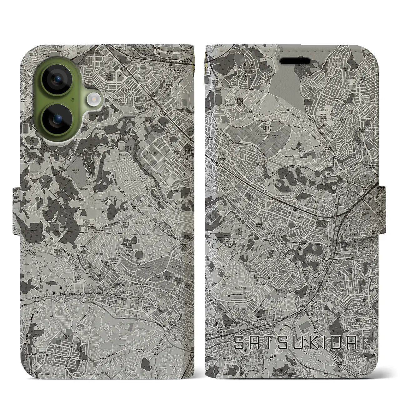 【五月台(神奈川県)】地図柄iPhoneケース(手帳タイプ)