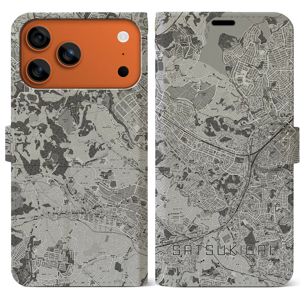 【五月台(神奈川県)】地図柄iPhoneケース(手帳タイプ)